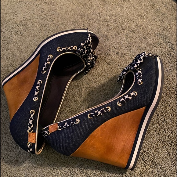 Coach Shoes Ladies Brand New Coach Denim Wedge Heels Poshmark